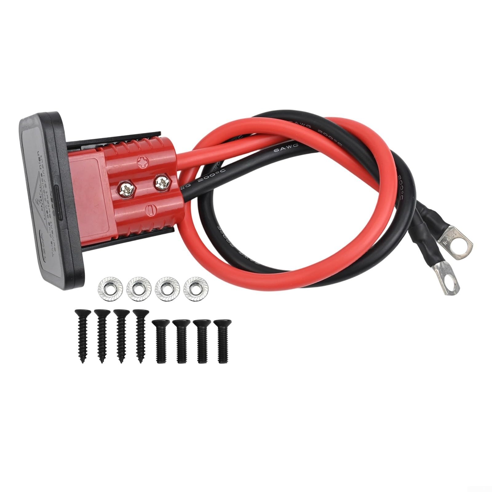 Connettore batteria 120A per connettori Anderson 6AWG 600V cavo rosso e grigio con staffa di montaggio per carrelli elevatori elettrici, camper, trattori, sedie a rotelle, IP20 (rosso)