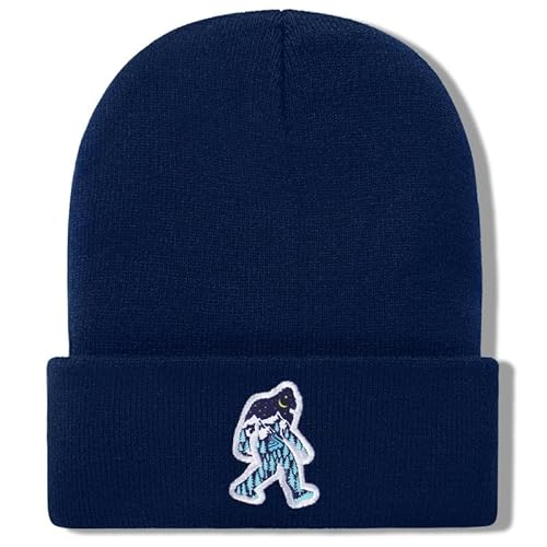 Pnkvnlo Bigfoot Beanie Herren Strickmütze Marineblau