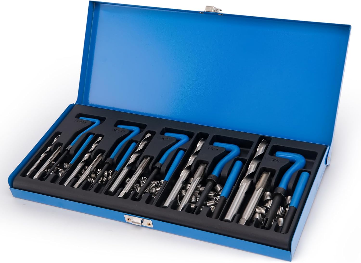 Helicoil Thread Repair Kit, SAE 131-Piece - Including 1/4", 5/16", 3/8", 7/16", 1/2"- with HSS Drill Bits, Thread Inserts, Taps, Installation Tools and Breakoff Tools