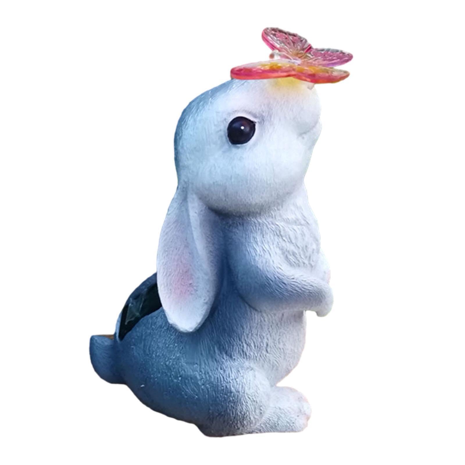 KTUXZCI Whimsical Rabbit Solar Lamp Delightful Outdoor Art For Gardens Brightening Evenings And Creating Ambiance Resin Rabbit Figurine Solar Powered Light
