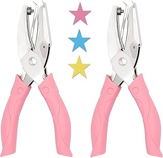 2 Pack 1/4 Inch Star Shaped Metal Single Handheld Hole Paper Punch Punchers with Soft-Handled for Tags Clothing Ticket