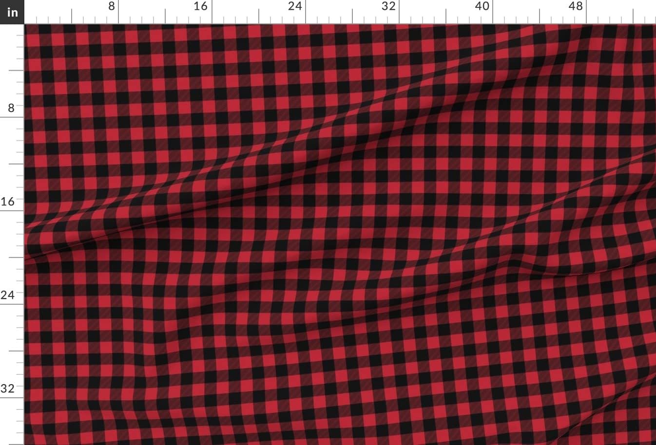 Spoonflower Fabric - Buffalo Happy Camper Collection Check Plaid Red Black Winter Fall Printed on Minky Fabric by The Yard - Sewing Baby Blankets Quilt Backing Plush