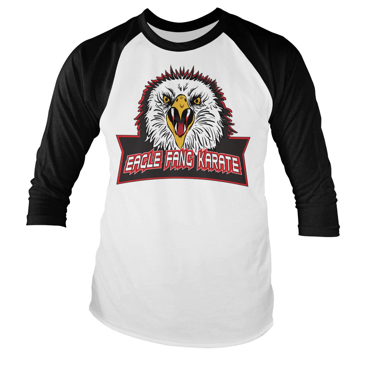 Officially Licensed Eagle Fang Karate Baseball Long Sleeve T-Shirt (White-Black), Large
