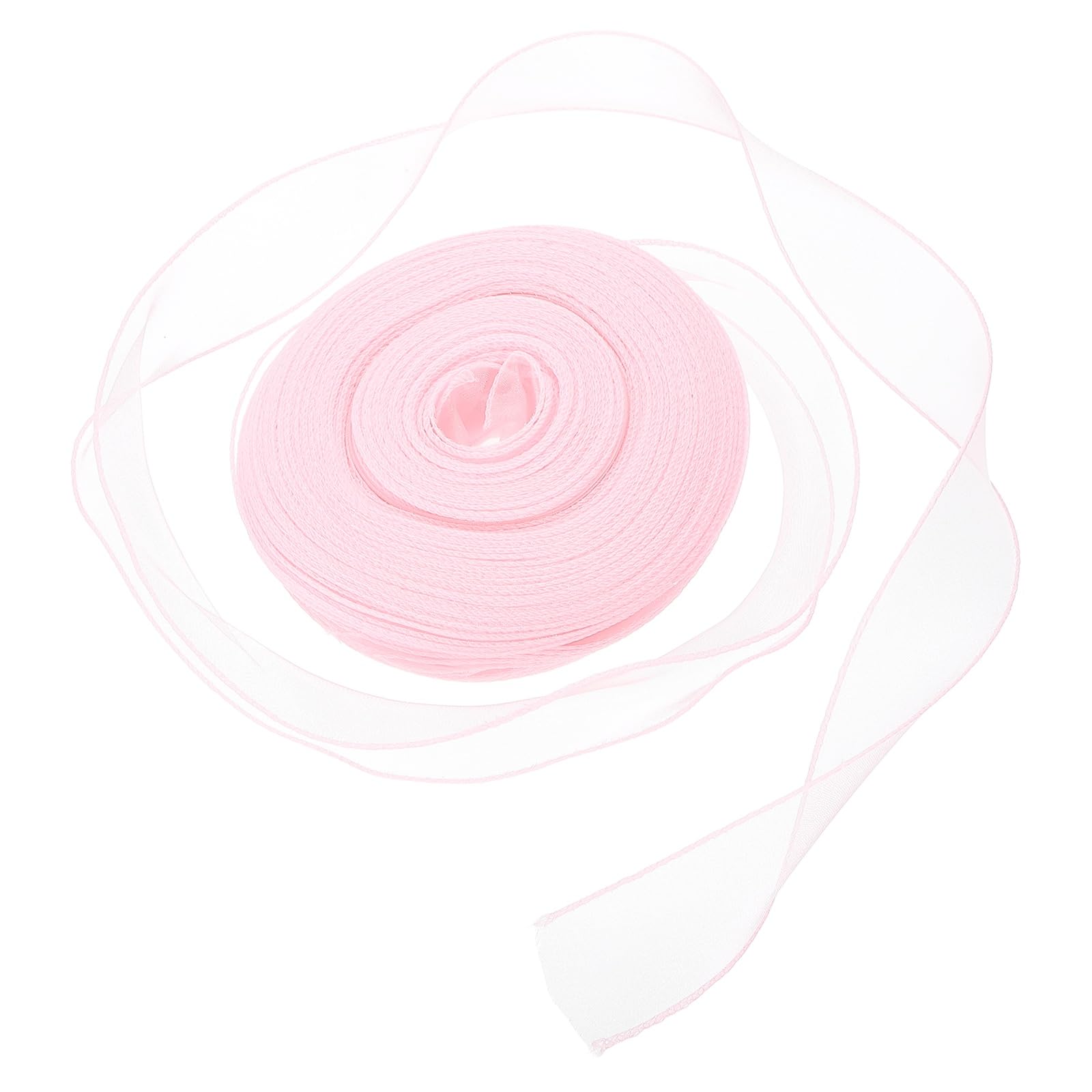 sourcing map Iridescent Organza Ribbon (4cm x 49 Yards/45m, Soft Pink) Shimmer Fishtail Fabric Ribbons - Sparkly Practical, for Wedding Party Cake Flower DIY Decorations