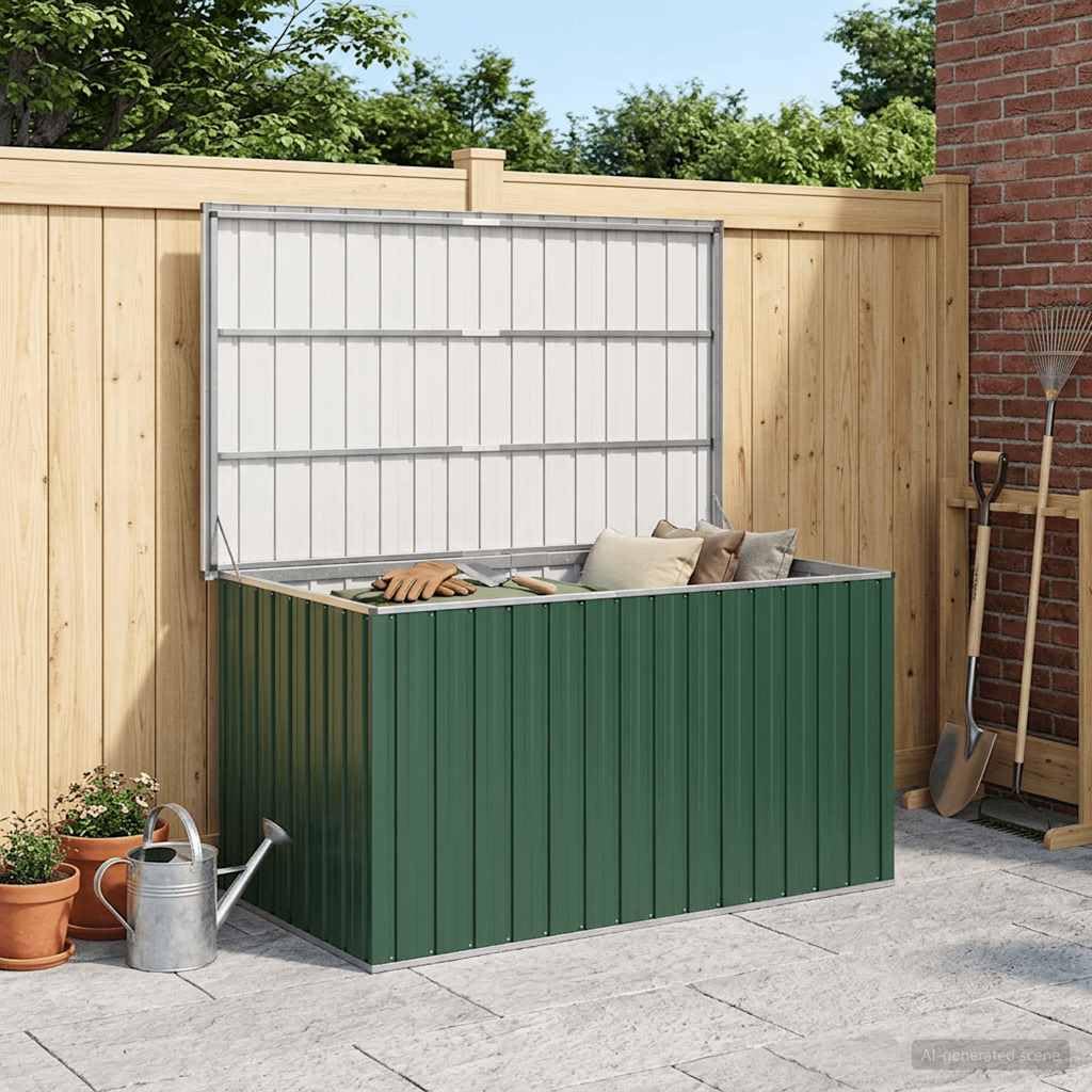Gartenbox Grün aus verzinktem Stahl mit 171x99x93 cm, wasserabweisend und wetterfest, großer Stauraum für Kissen und Auflagen, vielseitige Aufbewahrungsbox für Terrasse, Balkon