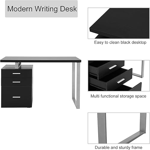 Miniatura 5 de LOKATSE HOME Armario de archivador reversible para computadora, escritorio de estudio, marco de metal plateado, 47 pulgadas, capuchino