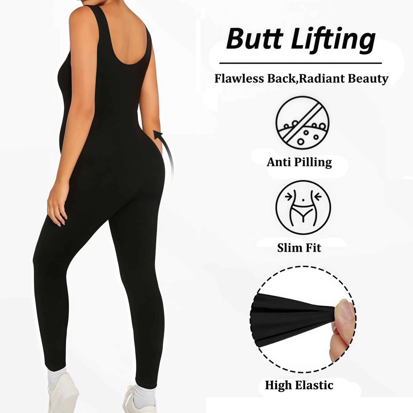SamHeng Combinaison de maternité sans manches, combinaison de yoga noire sans couture, leggings de grossesse, body à col en U, combinaison de sport pleine longueur, coupe ajustée, tenue décontractée