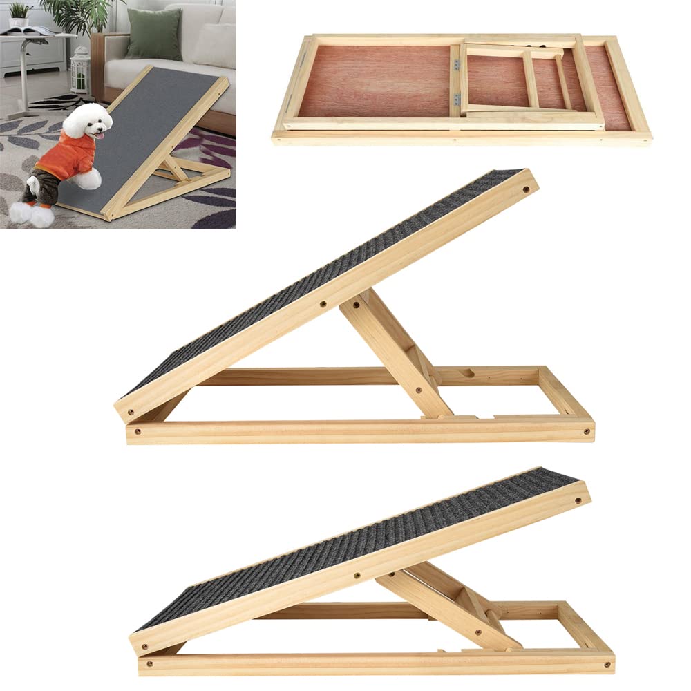 Efan - Rampa per cani da 70 cm, in legno massiccio per animali domestici, scala per cani e auto, regolabile in altezza