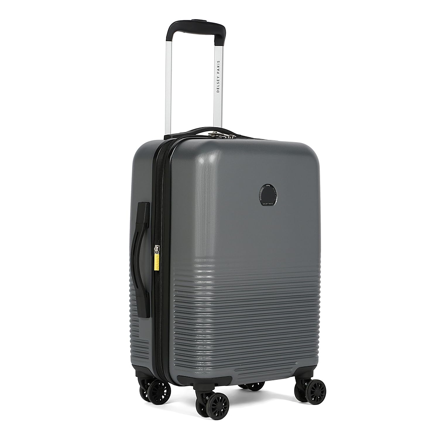 DELSEY PARIS Marina 54.5 cms Small Cabin Polycarbonate Hard Sided 8 Wheels and Expandable Spinner Suitcase/Trolley Bag for Travel with TSA Lock- Anthracite