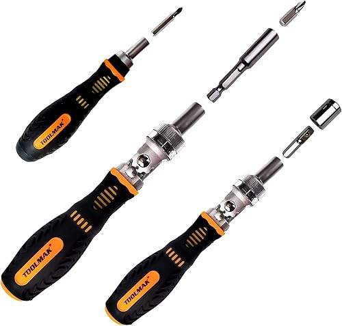 Miniatura 3 de Juego de 61 destornilladores de trinquete, juego de zócalos, juego de puntas de destornillador de precisión con asas de trinquete giratorias