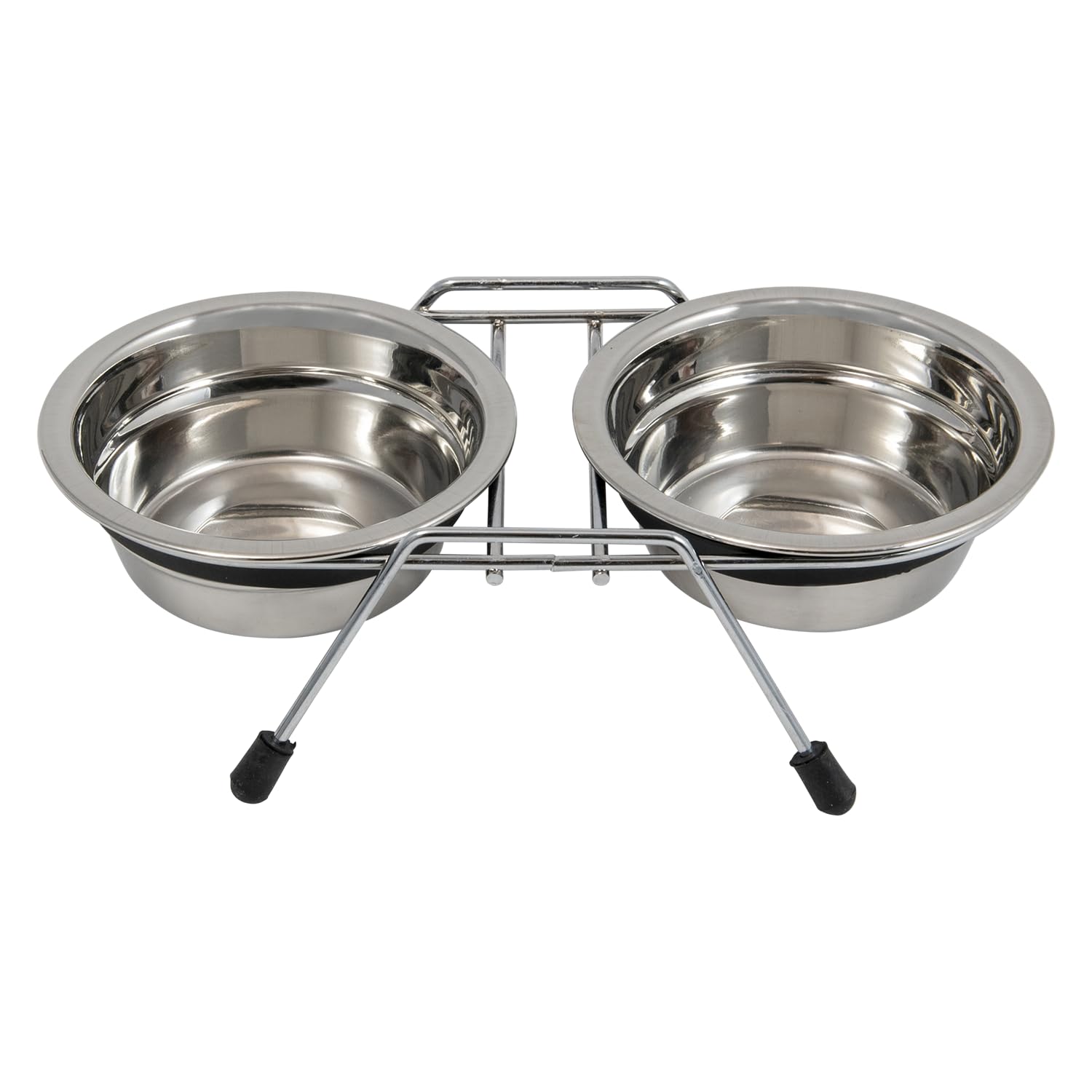 JACK AND VANILLA, Bon Appetit Stainless Steel Non Slip Silent Pet Bowls 240ml Capacity Modern and Elegant Design Size 240ml Stainless Steel Colour