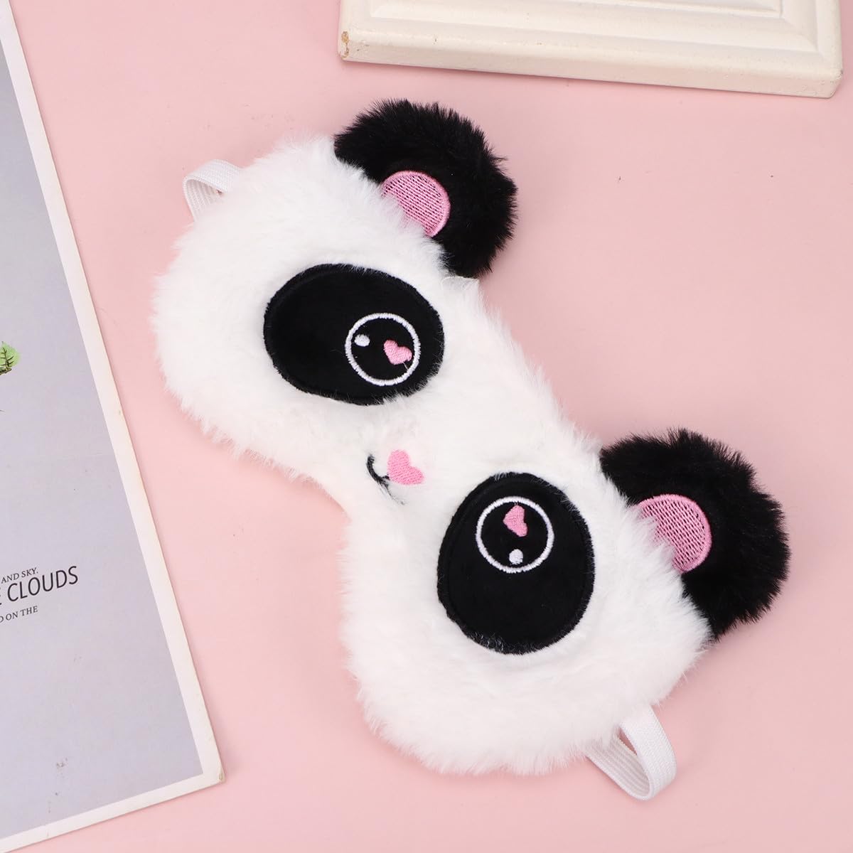 Masque Sommeil Panda Design Doux et Confortable Cache Yeux Occultant pour Dormir Adapté Femmes et Filles Bloque Efficacement la Lumière pour