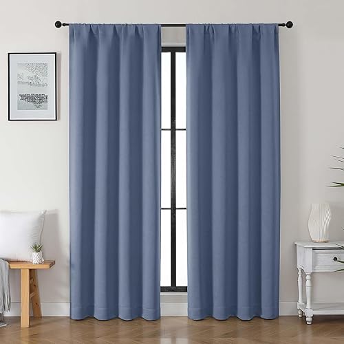 Miniatura 130 de Gwine - Cortinas opacas negras para dormitorio de 84 pulgadas de largo, juego de 2 paneles, cortinas sólidas reductoras de ruido con aislamiento