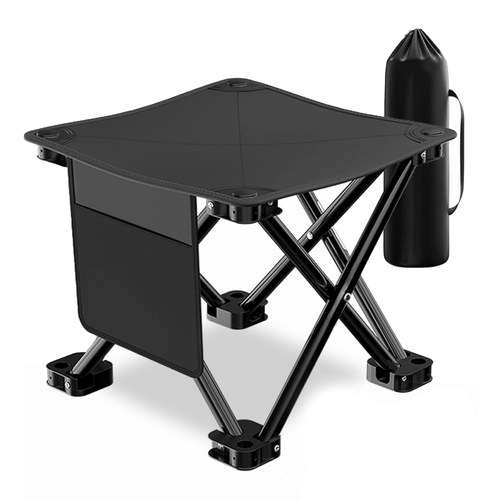 YUEMUZY Portable Folding Camping Stool, Lightweight Outdoor collapsible stool with Storage, Black Collapsible Design with Carry Bag, Perfect for Picnics, Fishing & Games