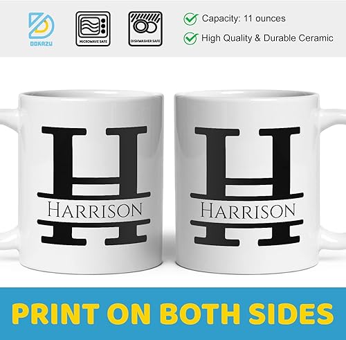 Miniatura 5 de Taza de café personalizada con monograma, letra inicial H, personalizada para mujeres, hombres, niñas, niños, papás, mamás, amigos, taza de café