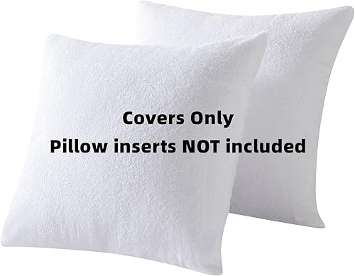 Miniatura 2 de Protectores de almohada impermeables a prueba de plumas con cremallera de 16 x 16 pulgadas, paquete de 2 fundas de almohada cuadradas de rizo de