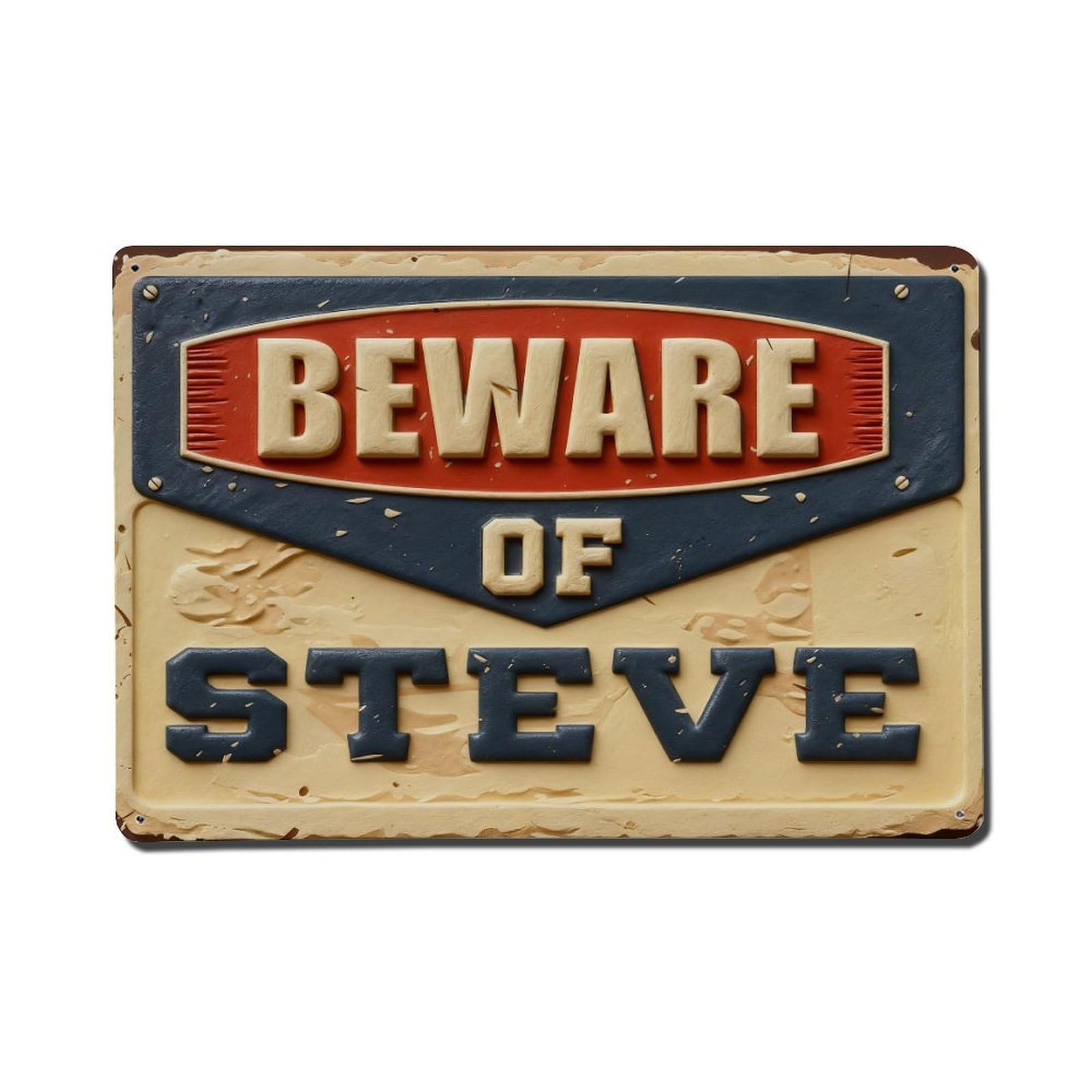 Beware Of Steve Sign Pattern_2 Metal Tin Sign Plaque