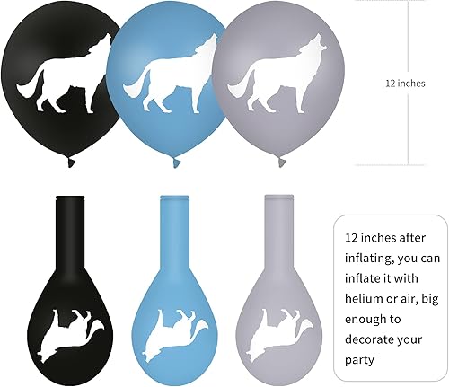 Miniatura 2 de 30 globos de lobo para decoración de fiesta de cumpleaños de lobo, globos de látex de 12 pulgadas para baby shower, cumpleaños, suministros de