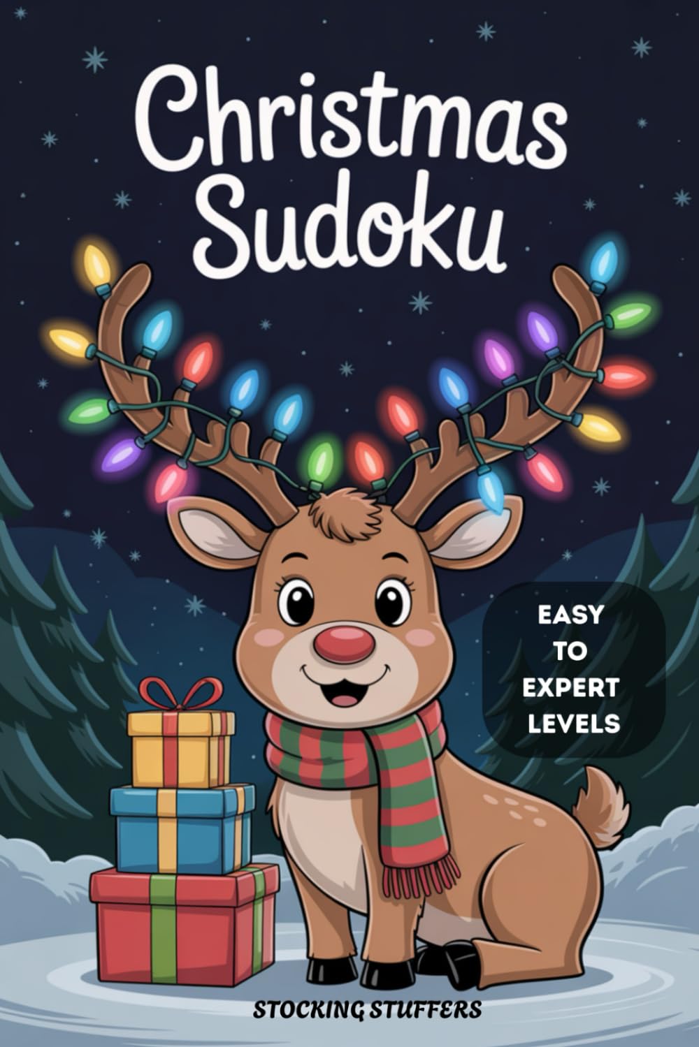 Stocking Stuffers: Sudoku Book for Adults: Cozy Christmas Puzzle Book for Men and Women: Easy to Expert Levels: Solutions Included