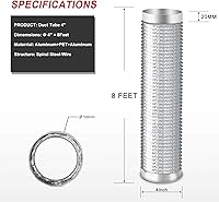 Vista 4 de Manguera de ventilación de secadora de 4 pulgadas y 8 pies, conductos de 4 pulgadas, conducto flexible de papel de aluminio, con 2 abrazaderas