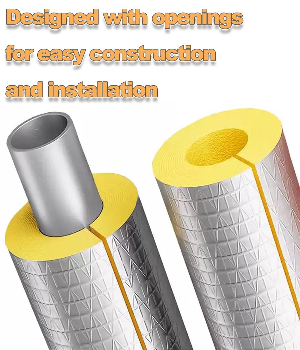 Rohrisolierung, Rauchrohrisolierung aus Aluminium-Folien und Glaswolle, Heizungsrohre, ist wasserdicht und flammhemmend, für Klimaanlage und Gasrohre, in 30/50mm Dicke(ID108.0mmxT30.0mmxL1.0m)