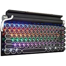 Retro Typewriter Keyboard, 83-Key 75% layout Mechanical Keyboard, Bluetooth Wirless keyboard, Hot-Swap,Various Backlight,Blue Switchs, for WIN/MAC/Linux/Android/ios, QWERTY-US Black