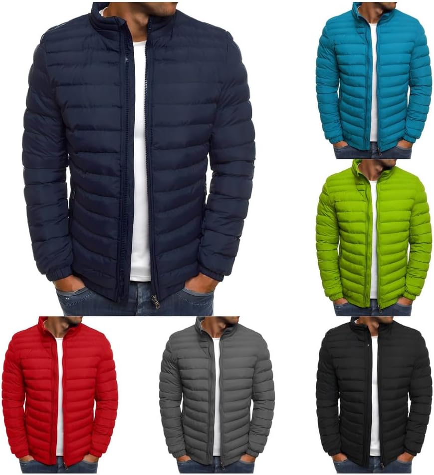 Generic Design Jacket for (Couleur : Grey) (SIZE: 3XL) Mens Padded Jacket Water Resistant Puffer Winter Warm Coats Puffer Zipper Coats