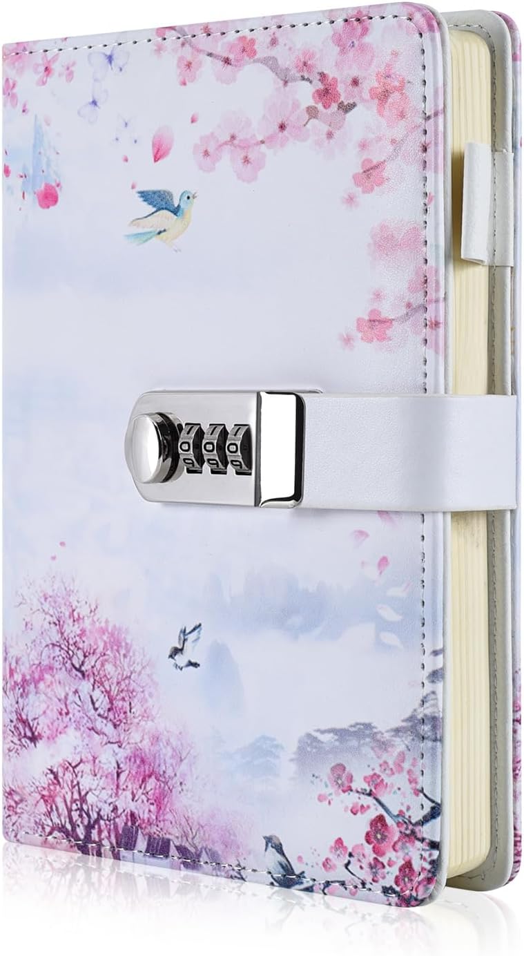 ARRLSDB A5 Creative Password Lock Journal PU Leather Combination Lock Diary Locking Journal Diary (Style 4)