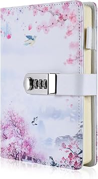 ARRLSDB A5 Creative Password Lock Journal PU Leather Combination Lock Diary Locking Journal Diary Style 4
