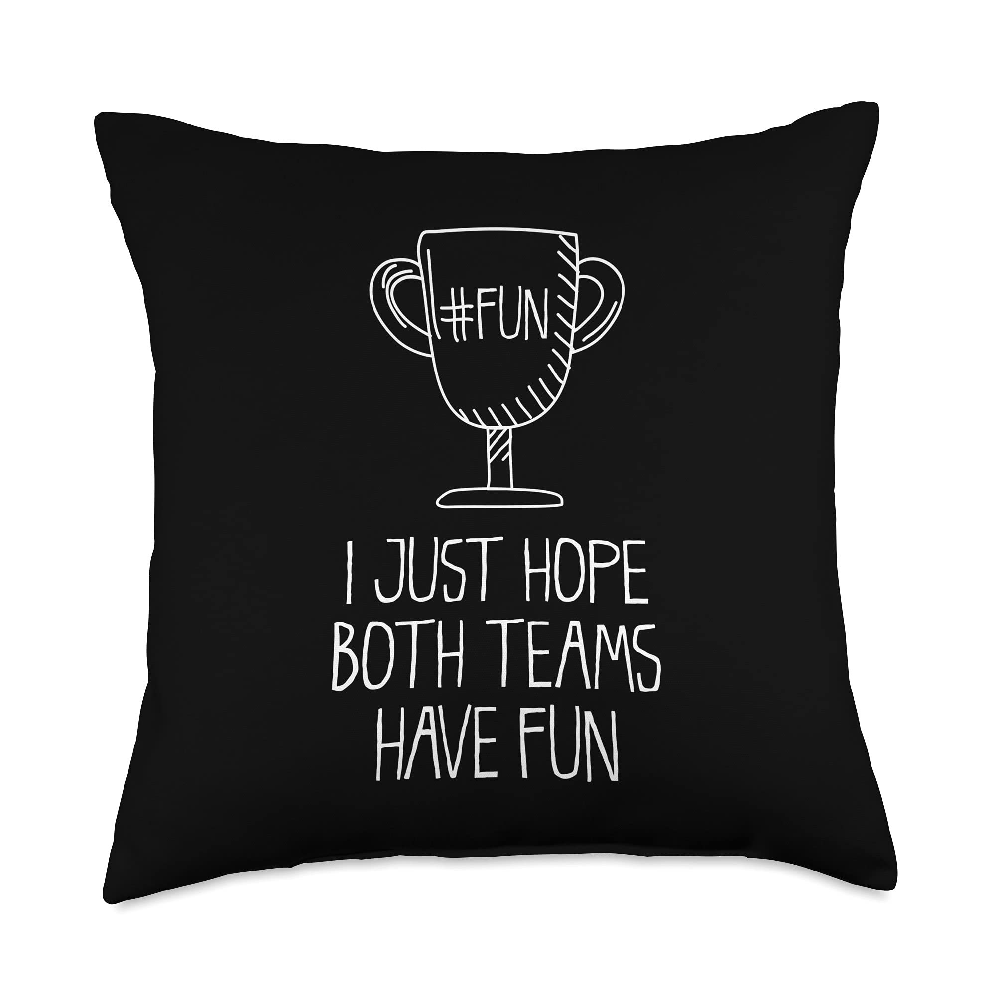 baseball game day cheerleader retro gifts both Teams Have Fun-Sarcastic Football Fan Throw Pillow, 18x18, Multicolor