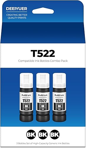 522 botellas de repuesto de tinta negra ET-2800 ET-4800 ET-2400 ET-2803 ET-2720 Reemplazo para botellas de recarga de tinta T522 522 Uso negro para