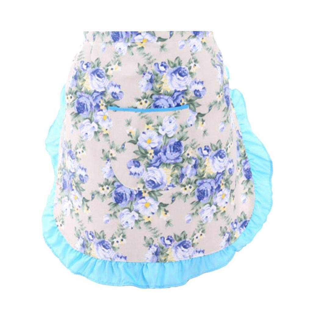 Culer Men's Blue Waist Apron Cotton Half Length Apron Waiter Overalls Cooking Aprons For Wo