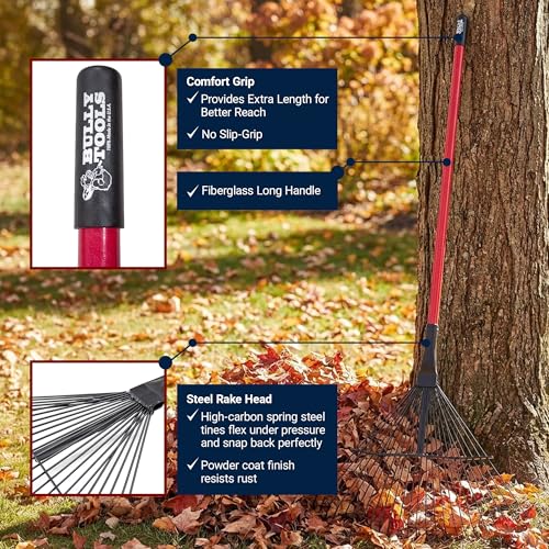 Rastrillo para hojas Bully Tools con 24 púas, mango largo miniatura 3