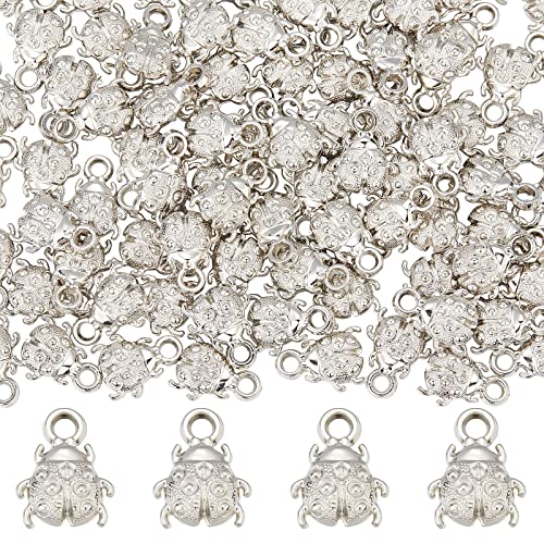 DICOSMETIC 100Pcs Ladybug Charms Animal Theme Charm Fly Insect Pendant Flying Ladybirds Insect Charms Platinum ABS Plastic Charm for Bracelet Necklace Earring DIY Jewelry Craft Making