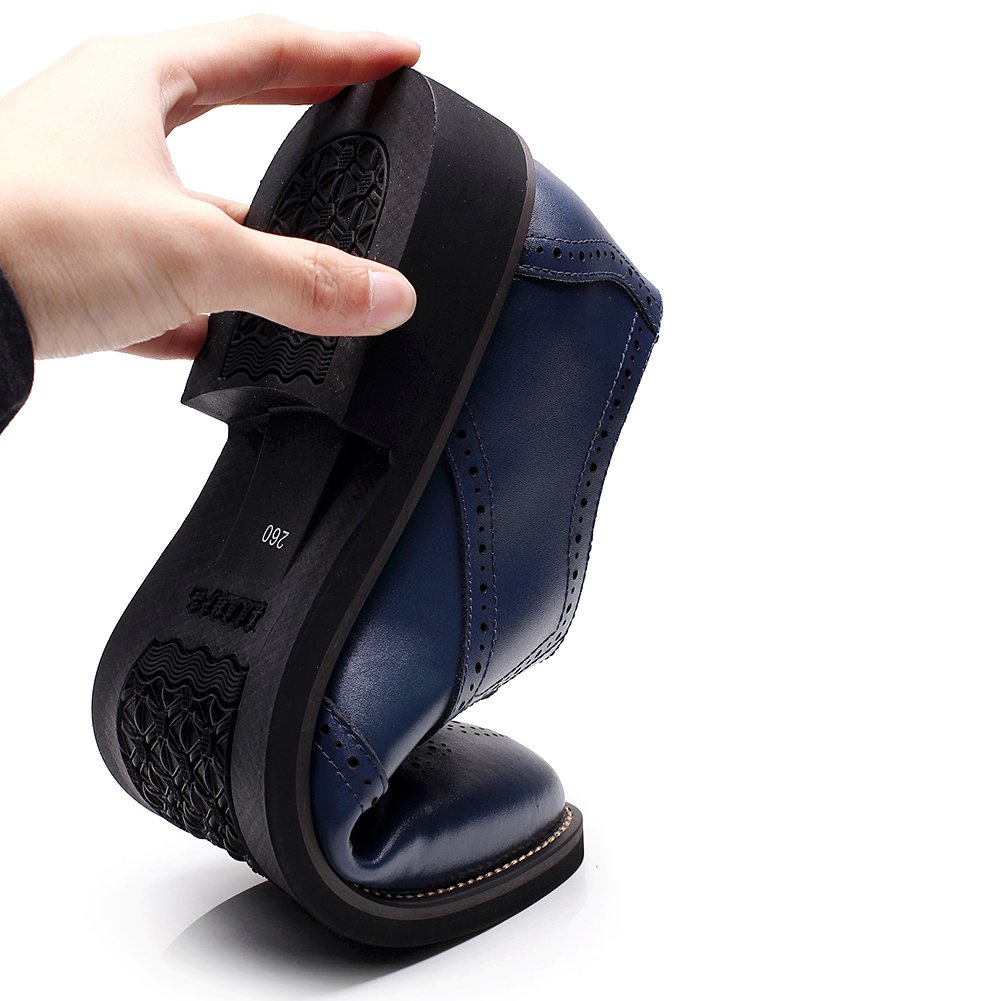 ANUFER Uomo Inteligente Punta Scarpe da Sera Allacciare Formale attività Commerciale Nozze Brogues Blu Marino P110 EU45