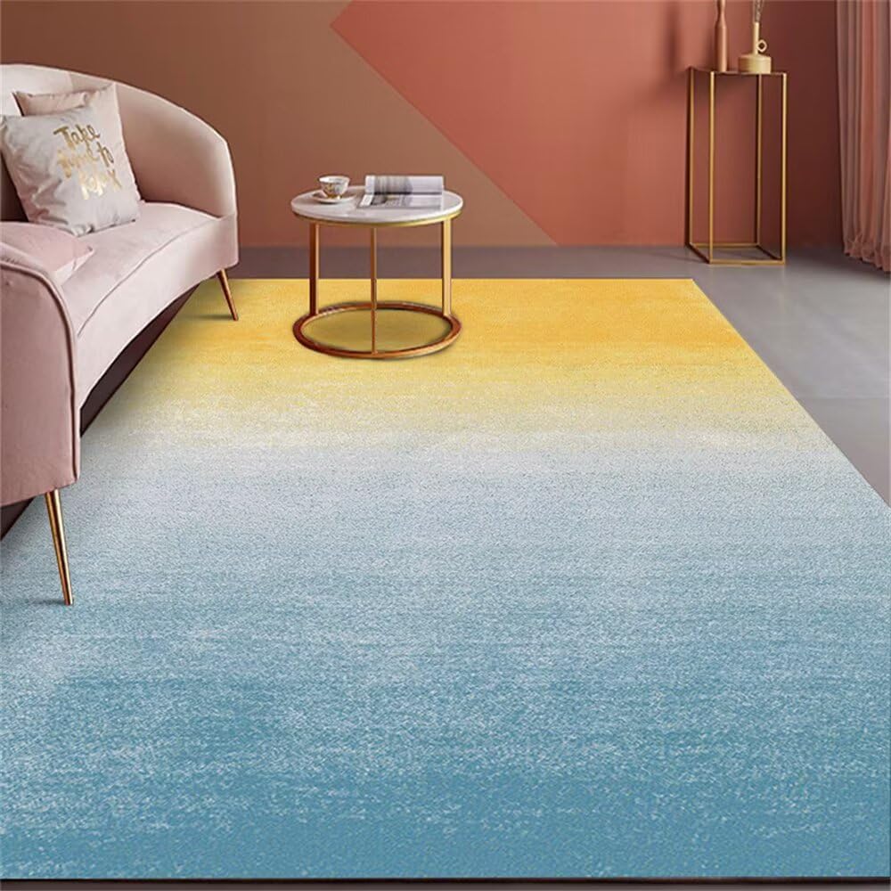 Tapis couloir antidérapant décoration classique bleu jaune 50x80cm