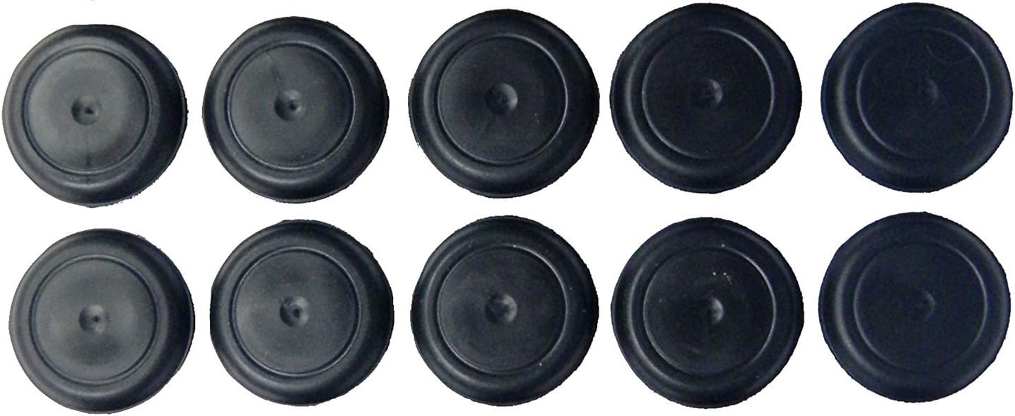 (Pack of 10) Caplugs Brand: BPFE-25MM Rubber Ergonomic Button Plugs Flush Type Heads | Hole Size .965-1.024" || Metal Thickness .031-.079", Black