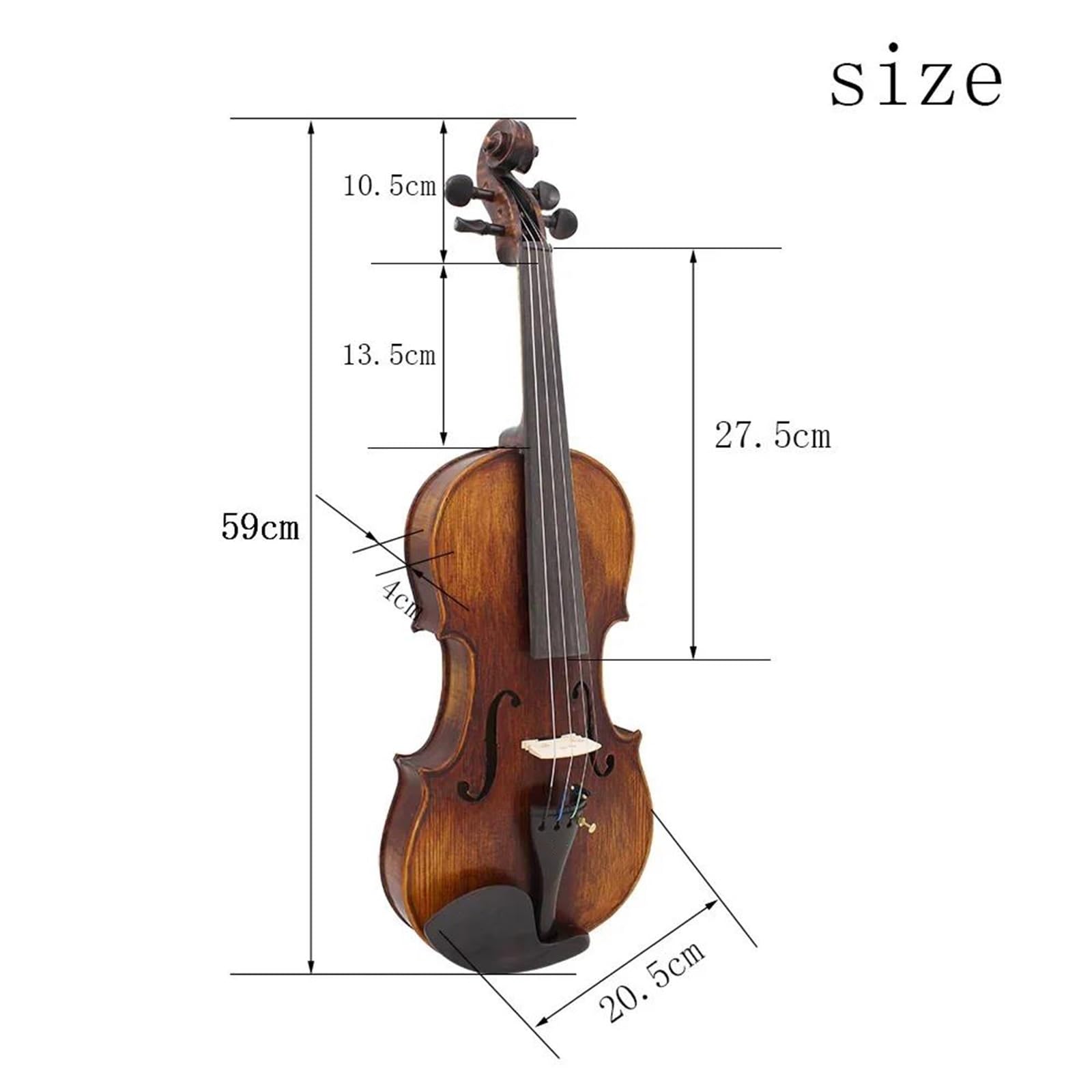 Kit Di Violino Professionale 4/4 Violino Acustico In Legno Massello Violino Con Custodia Arco In Abete Pannello Retro Violino Opaco Strumento Musicale Per Principianti