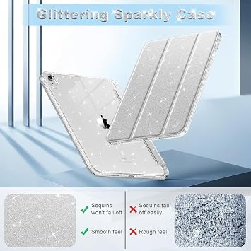 UnDePlus iPad 11.Nesil A16 11inç/10.Nesil 10.9inç ile uyumlu Kılıf Flip Cover Kalem Bölmeli PC Case Simli-Gümüş
