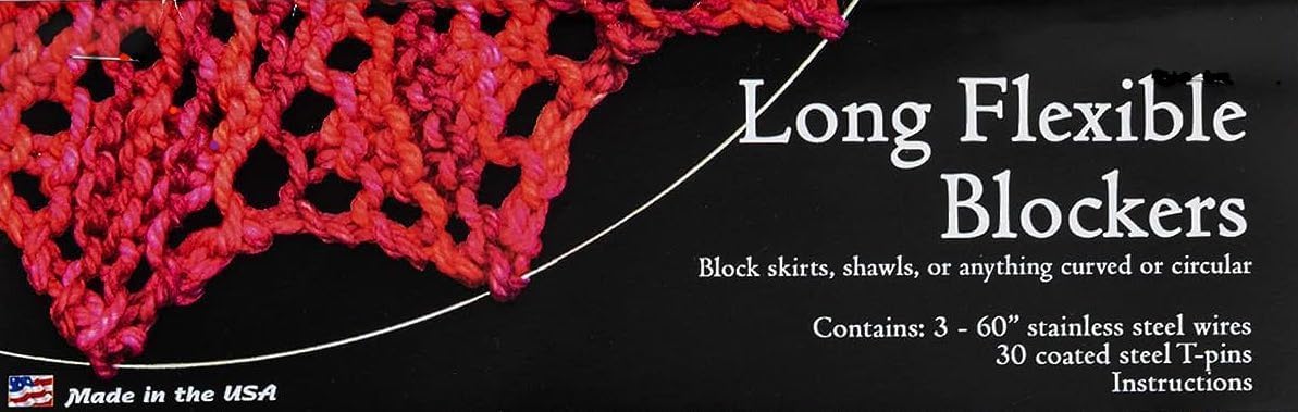 Leslye Solomon's Blocking Wires Bundle - Original Blockers Kit and (3) 60" Long Flex Blockers Kit. (8) - 36",(4)-18" Straight. (2) 27" Flex blockers, 60-T-pins, neon Yardstick & Blocking Directions