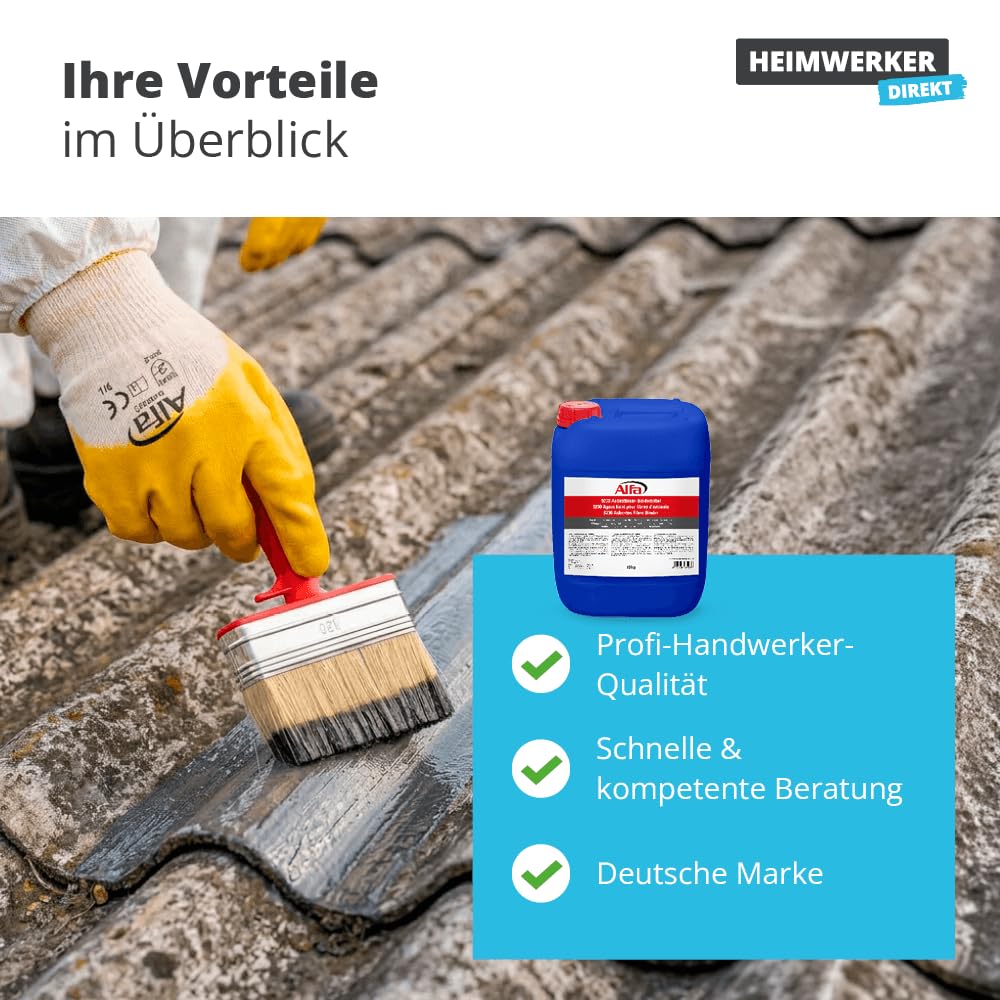 10 kg Alfa Asbestfaser-Bindemittel 1 x 10 kg Kanister Chemikalienbindemittel Faserbindemittel - gebrauchsfertig und 1:1 verdünnbar