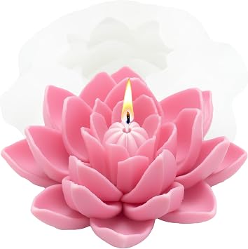 Lotus Flower Candle Mold Lotus Flower Silicone Candle Molds for Candles Making Resin Casting Aromatherapy Candles Wax Polymer Clay Home Decoration