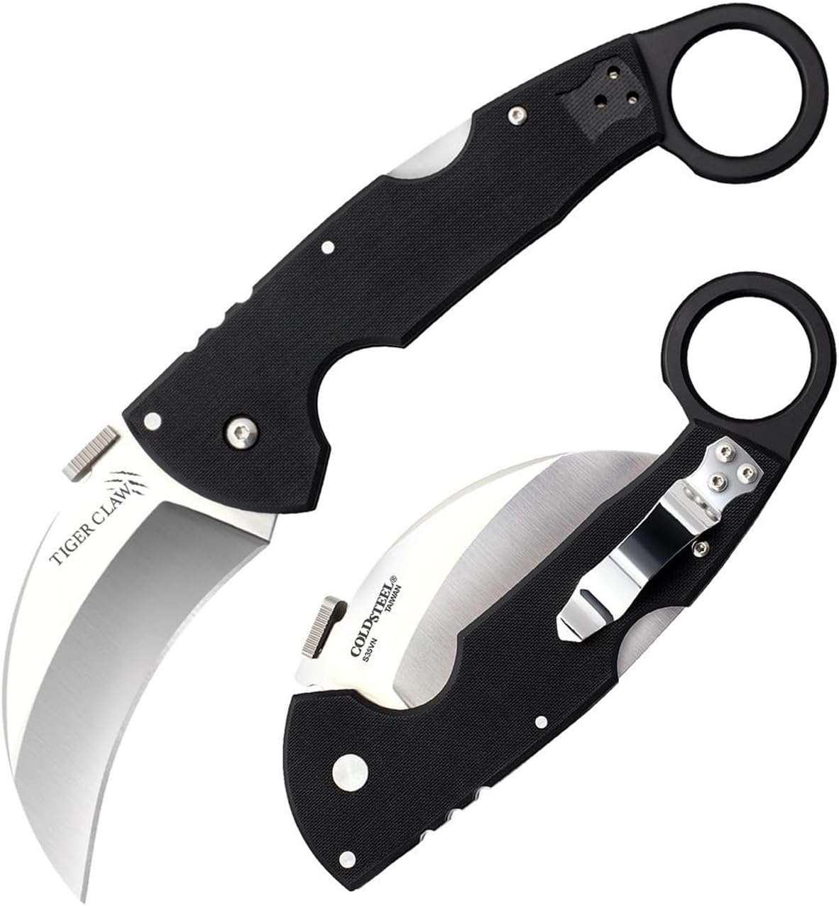 Cold Steel Tiger Claw 3" S35VN Razor-Sharp Blade 6" Easy-to-Grip G-10 Handle EDC Tactical Folding Knife with Tri-Ad Locking Mechanism