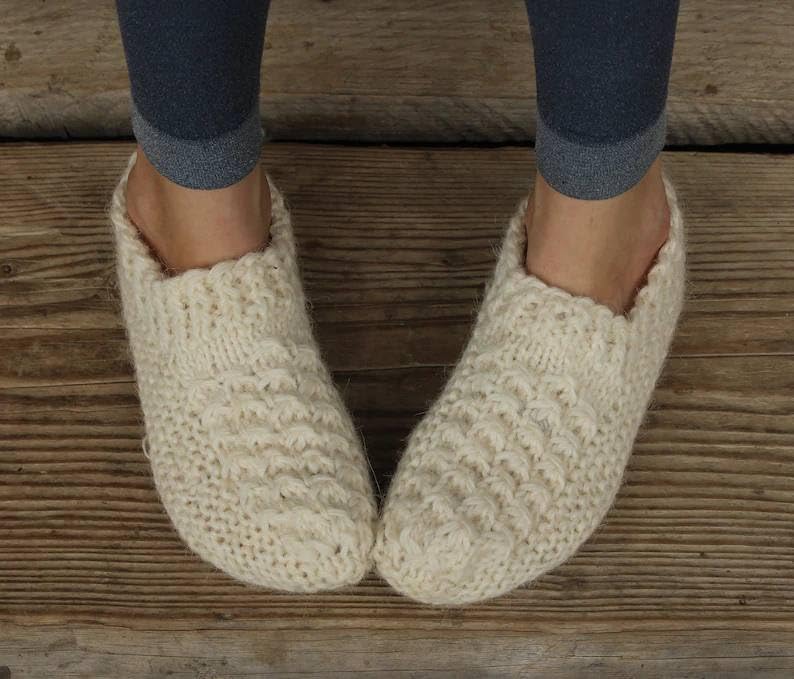 Cozy Knitted Short Socks - Cream Wool, Hand-Knitted with Natural Wool, Available in Men and Women Sizes4