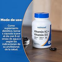 Vista 7 de Nutricost Vitamina K2 (MK7) (100mcg) + Vitamina D3 (5,000 UI) 120 Cápsulas Blandas - Sin Gluten y Sin OMG