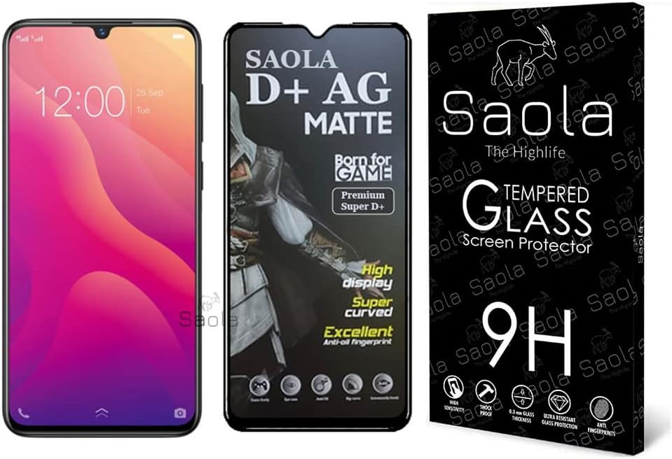 Saola D+ Matte Tempered Glass With 18H Hardness For Vivo V11 Smartphone(Pack Of 1)With Free Installation Kit. Full Screen Coverage-6.41 Inch