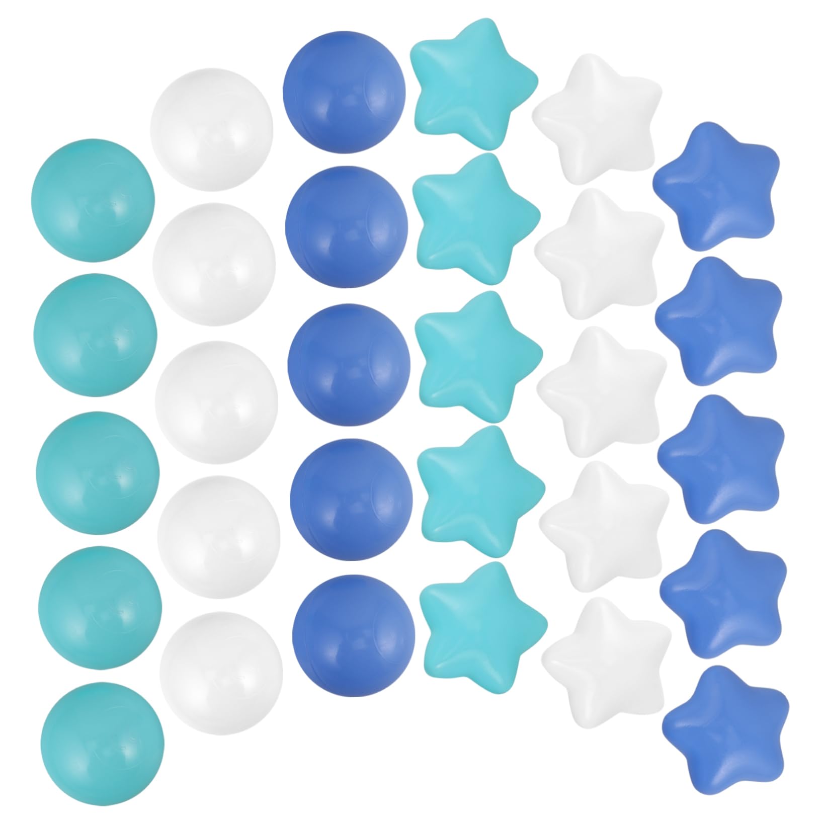 100 Pièces Boules océaniques colorées Boules Bleues pour Piscine à balles Boules océaniques Rondes Jouer aux stylos-Billes Petite Fosse à balles Boules en Forme d'étoile Plastique