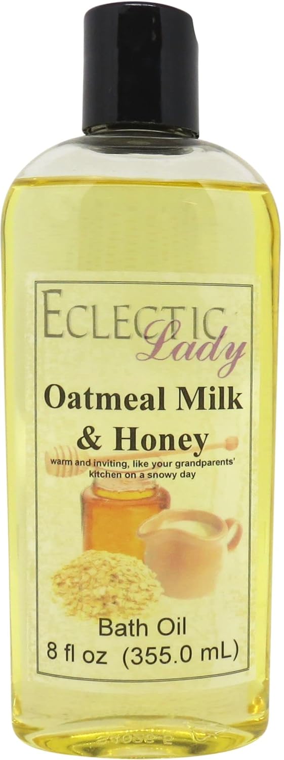 Oatmeal Milk And Honey Bath Oil - Scented Body Oil - Relaxing & Moisturizing Bathing Oil - Fragrance Body Oil For Dry & Rough Sensitive Skin - 16 oz