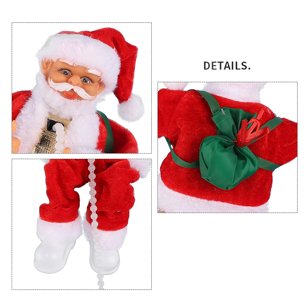 Electric Climbing Beads Santa Claus Singing Musical Christmas Climbing Rope Santa Claus Novelty Hanging Ornament Plush Doll Figurine Moving Hanging Christmas Figure Doll for Xmas Tree Home Decor - Image 3