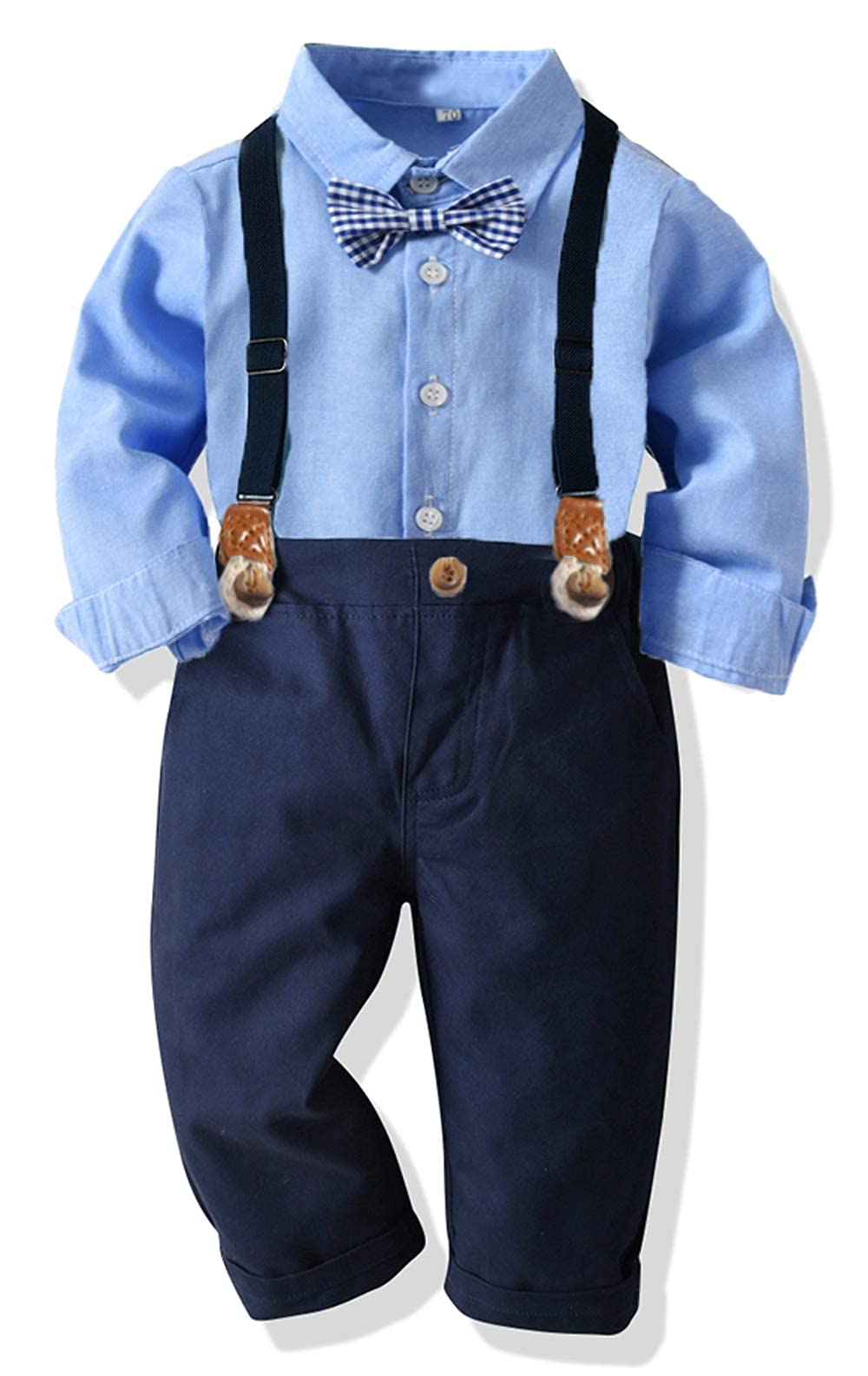 YokaldToddler Dress Suit Baby Boys Clothes Sets Bowtie Shirts Suspenders Pants 3pcs Gentleman Outfits Suits 6 Month 6 Years